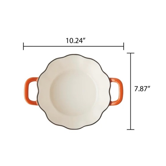 🌺🎃 New Pioneer Woman 2-Quart Enamel-on-Cast Iron Pumpkin Dutch Oven, Orange - Picture 5 of 9